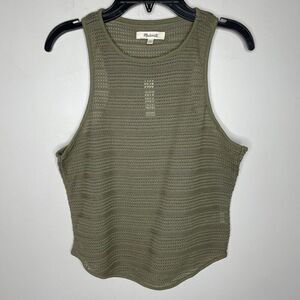 MADEWELL Cutaway Tank Women Small Crochet Knit Sleeveless Top NEW Green NR243